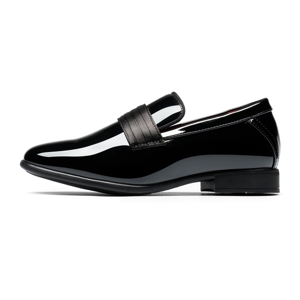 Boys' Slip-On Formal Dress Loafers - BRIGHT BLACK - 2